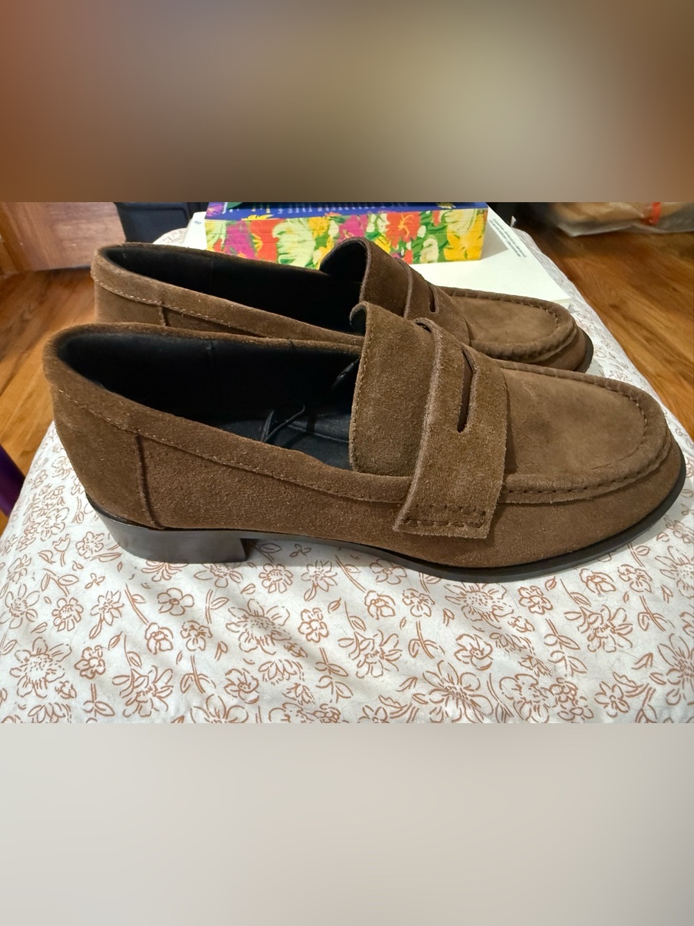 Zara Brown Suede Penny-Style Loafers